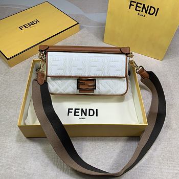 Fendi Baguette White FF Canvas Bag – 2020 - 26x15x6 cm