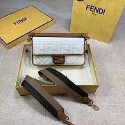 Fendi Baguette White FF Canvas Bag – 2020 - 26x15x6 cm - 5