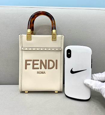 Fendi Mini Sunshine Tote Bag White - 8BS051 – 13x18x6.5 cm