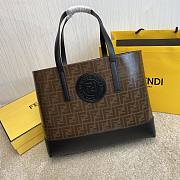 Fendi Capsule Shopping Bag Brown Cloth With Black Leather – 37x12x30 cm - 1