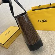 Fendi Capsule Shopping Bag Brown Cloth With Black Leather – 37x12x30 cm - 2