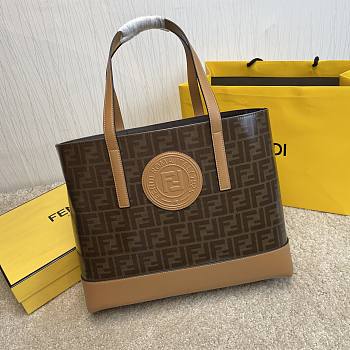 Fendi Capsule Shopping Bag Brown Cloth With Brown Leather – 37x12x30 cm