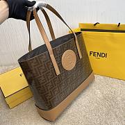 Fendi Capsule Shopping Bag Brown Cloth With Brown Leather – 37x12x30 cm - 4