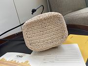 Fendi Mon Trésor Bucket Bag Beige Raffia Woven Trim Pequin Vichy Pattern – 18x12x10 cm - 2