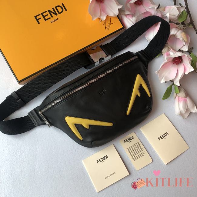 Fendi Belt Bag Fendi Logo Black Leather – 7VA434 - 30x17x8 cm - 1