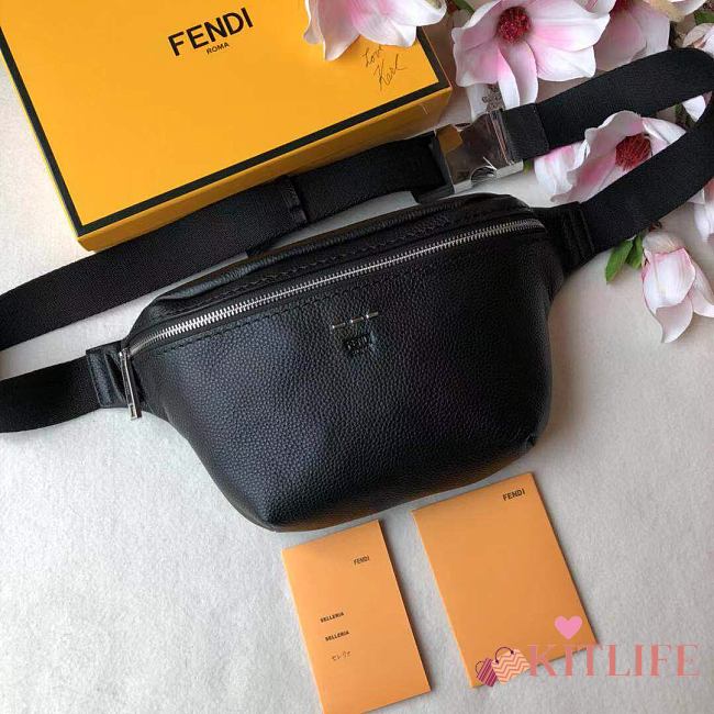 Fendi Belt Bag All Black Leather – 7VA434 - 30x17x8 cm - 1