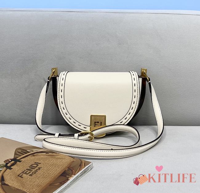 Fendi Moonlight White Leather Bag – 8BT346 - 19×8 ×14 cm - 1