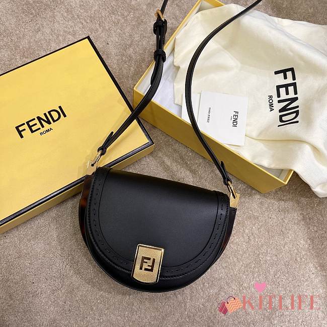 Fendi Moonlight Black Leather Bag – 8BT346 - 19×8 ×14 cm - 1