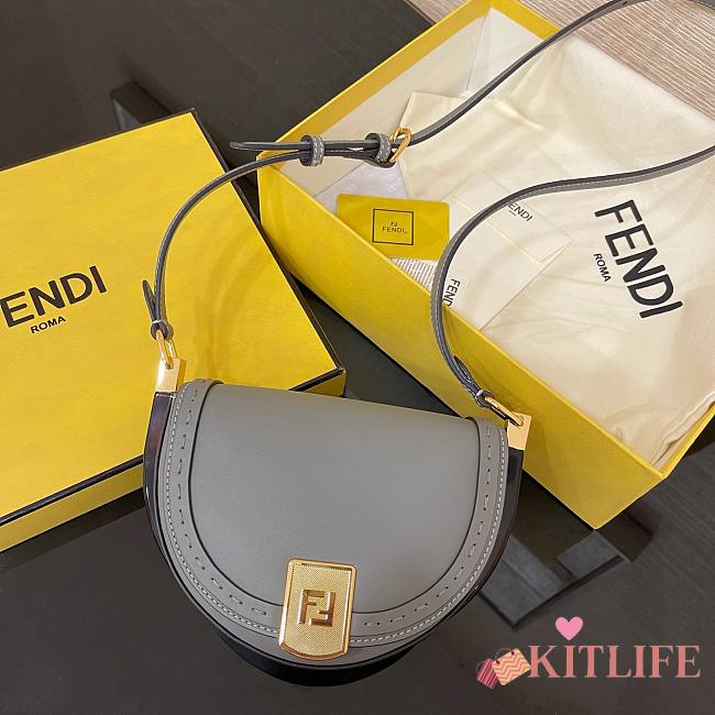 Fendi Moonlight Grey Leather Bag – 8BT346 - 19×8 ×14 cm - 1
