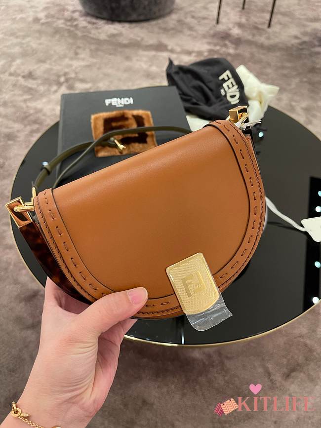 Fendi Moonlight Brown Leather Bag – 8BT346 - 19×8 ×14 cm - 1