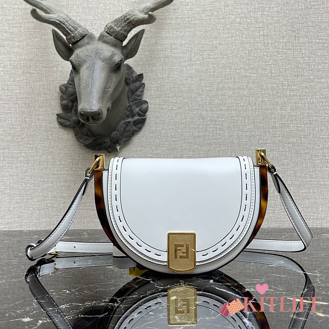 Fendi Moonlight White Leather Bag – 8BT346 – 21x9x14 cm - 1