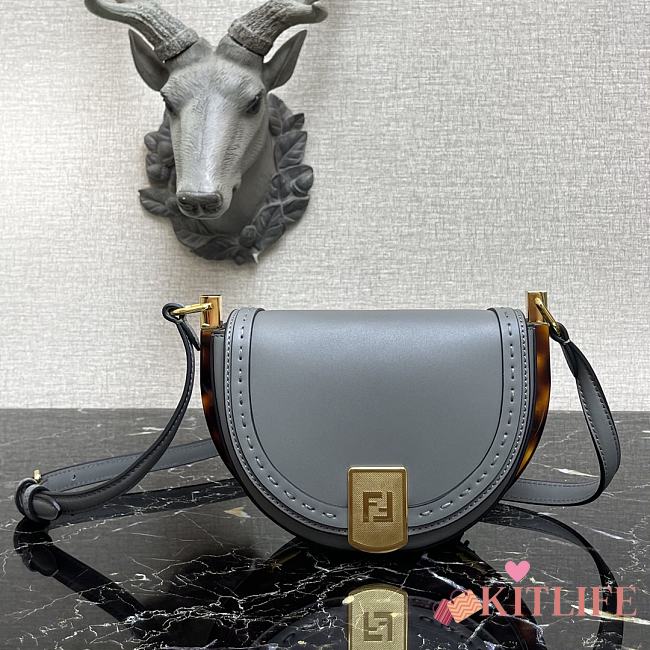 Fendi Moonlight Grey Leather Bag – 8BT346 – 21x9x14 cm - 1