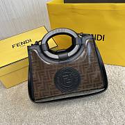 Fendi Capsule Shopping Bag Brown Cloth With Black Leather – 28×21×11 cm - 1