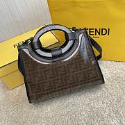 Fendi Capsule Shopping Bag Brown Cloth With Black Leather – 28×21×11 cm - 5