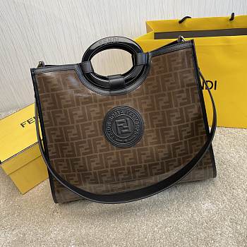 Fendi Capsule Shopping Bag Brown Cloth With Glazed Fabric Material – 41×34×12 cm