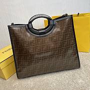 Fendi Capsule Shopping Bag Brown Cloth With Glazed Fabric Material – 41×34×12 cm - 4