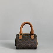 Celine Mini Boston Embroidery Presbyopia Brown -  60043 – 14x11x7.5 Cm - 2