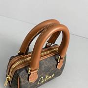 Celine Mini Boston Embroidery Presbyopia Brown -  60043 – 14x11x7.5 Cm - 3