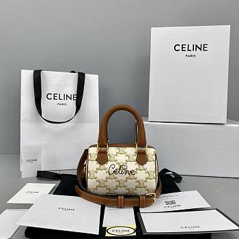 Celine Mini Boston Embroidery Presbyopia White -  60043 – 14x11x7.5 Cm