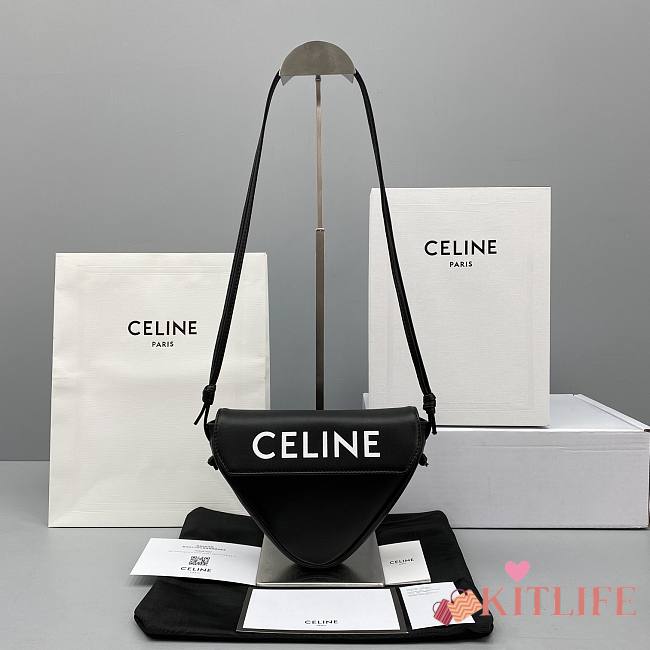 Celine Triangle Bag All-Leather Black - 60119 – 21x15x14 cm - 1