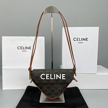 Celine Triangle Bag All-Leather Old Flower Brown - 60119 – 21x15x14 cm