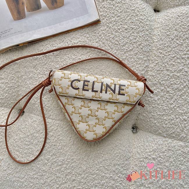 Celine Triangle Bag All-Leather Old Flower White - 60119 – 21x15x14 cm - 1