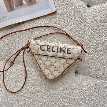 Celine Triangle Bag All-Leather Old Flower White - 60119 – 21x15x14 cm