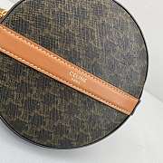 Celine Round Cake Canvas Embroidered Crossbody Bag Brown - 60110 –14x4.2cm - 4