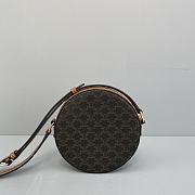 Celine Round Cake Canvas Embroidered Crossbody Bag Brown - 60110 –14x4.2cm - 2