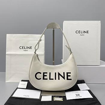 Celine Ava Bag In Smooth Calfskin With Celine Print White - 60054 – 25x14x7 cm