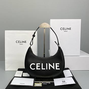 Celine Ava Bag In Smooth Calfskin With Celine Print Black - 60054 – 25x14x7 cm