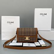 Celine Teen Triomphe Bag In Textile And Natural Calfskin Plaid - 60018 – 22x16x7 cm - 1