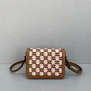 Celine Teen Triomphe Bag In Textile And Natural Calfskin Embroidery Reddish Brown - 60018 – 22x16x7 cm - 5