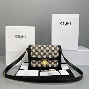 Celine Teen Triomphe Bag In Textile And Natural Calfskin Embroidery Black - 60018 – 22x16x7 cm - 1