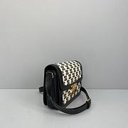 Celine Teen Triomphe Bag In Textile And Natural Calfskin Embroidery Black - 60018 – 22x16x7 cm - 2