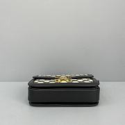 Celine Teen Triomphe Bag In Textile And Natural Calfskin Embroidery Black - 60018 – 22x16x7 cm - 3
