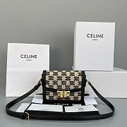 Celine Teen Triomphe Bag In Textile And Natural Calfskin Embroidery Black - 60018 – 18x14x6 cm - 1