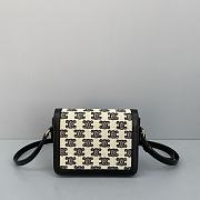 Celine Teen Triomphe Bag In Textile And Natural Calfskin Embroidery Black - 60018 – 18x14x6 cm - 2