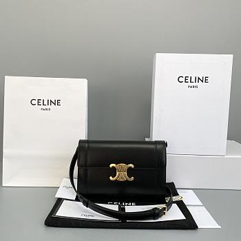 Celine Triomphe Arch Clasp Flap Bag Black - 60173 – 21x15x4.5 cm