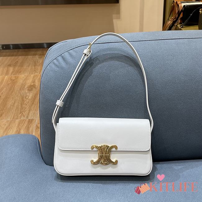 Celine Triomphe Shoulder Bag In Shiny Calfskin White – 20×10×4 cm - 1