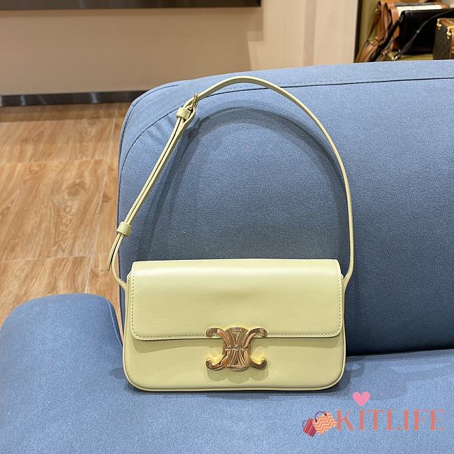 Celine Triomphe Shoulder Bag In Shiny Calfskin Yellow – 20×10×4 cm - 1