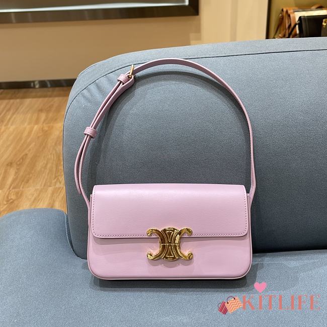 Celine Triomphe Shoulder Bag In Shiny Calfskin Pink – 20×10×4 cm - 1