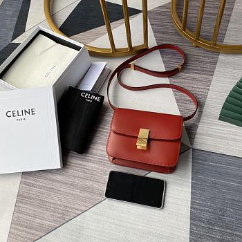 Celine Small Classic Bag In Box Calfskin Red – 11043 - 18x15x6 cm