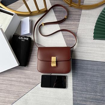 Celine Small Classic Bag In Box Calfskin Burgundy – 11043 - 18x15x6 cm