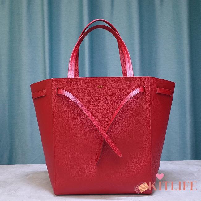 Celine Small Cabas Phantom In Soft Grained Calfskin Red – 189023 – 27x16x30 cm - 1