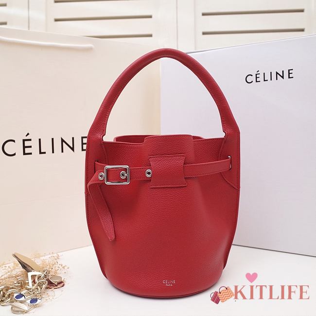 Celine Big Bag Nano Bucket In Supple Grained Calfskin Red – 187243 – 21x15x15 cm - 1