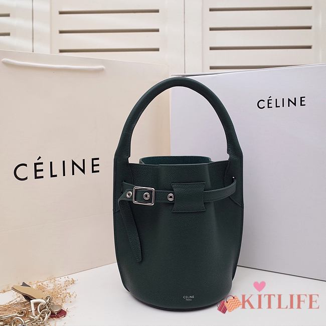 Celine Big Bag Nano Bucket In Supple Grained Calfskin Laurel Green – 187243 – 21x15x15 cm - 1