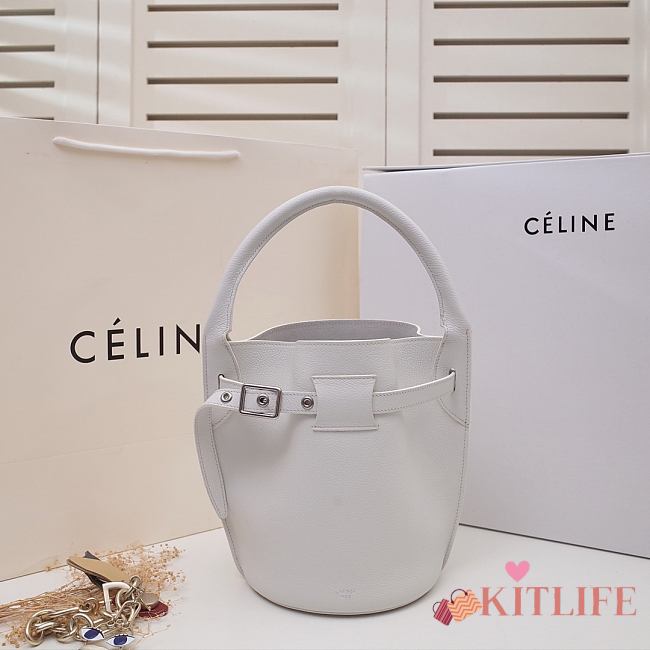 Celine Big Bag Nano Bucket In Supple Grained Calfskin White – 187243 – 21x15x15 cm - 1