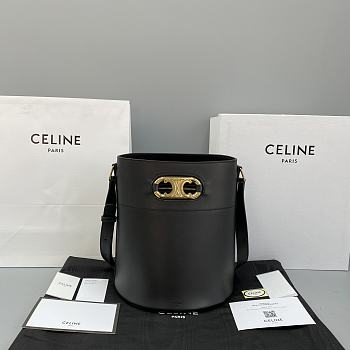 Celine Full Leather Arc De Triomphe Bucket Bag Black – 60113 – 25x29x22 cm