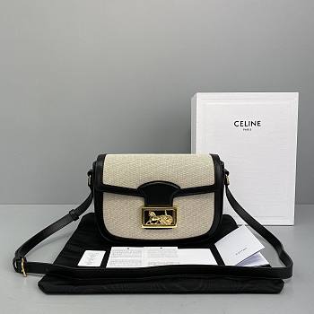 Celine Classic Two-Wheeled Carriage Messenger Bag Black/White – 60116 – 23x16.5x6 cm